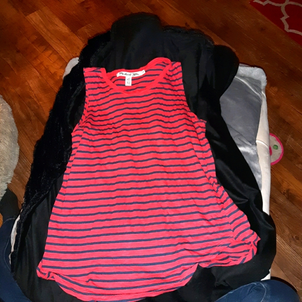 Michael Stars black red stripe tank top OS